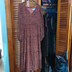LOFT Animal Print V-Neck Dress